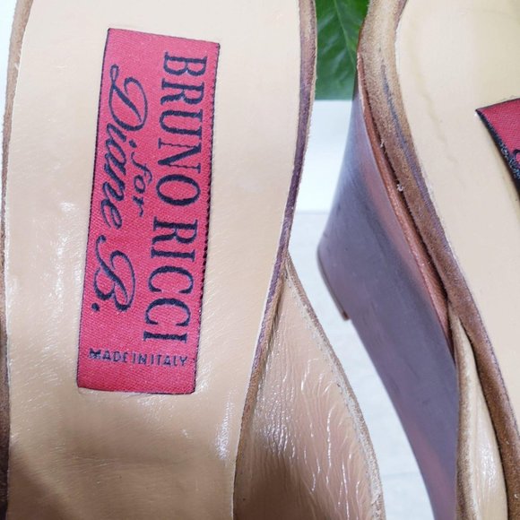 Bruno Ricci  10 Women Shoes Leather 41‎ Sandals Slip On Slide Wedge Brown - Picture 4 of 12